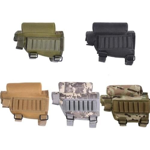 Tactical Rifle Cases Cheek Rest Riser Adjustable Cartridges Nylon PouchBullet Holder Bag Hunting Carrier Shell Buttstock Ammo