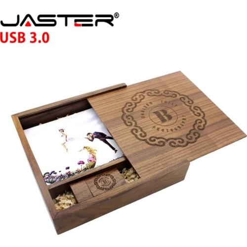 JASTER USB 3.0 Photography Wooden Photo Album usb + gift Box usb flash drive Pendrive 8GB 16GB 32GB 64GB Wedding gift free LOGO