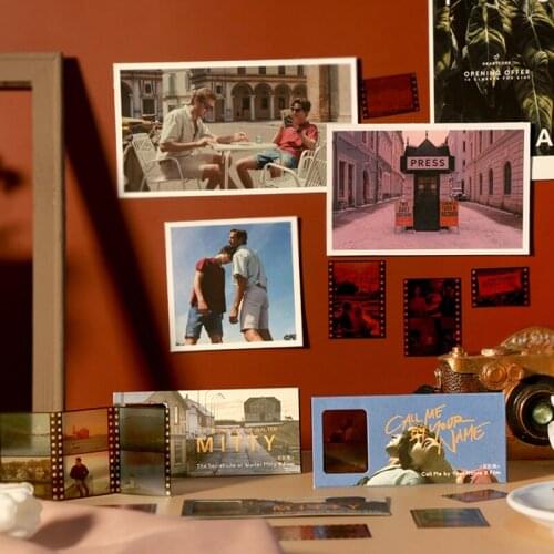 Retro movie series stickers, scrapbook labels, diary album labels, decorative stationery, movies please call me by your name