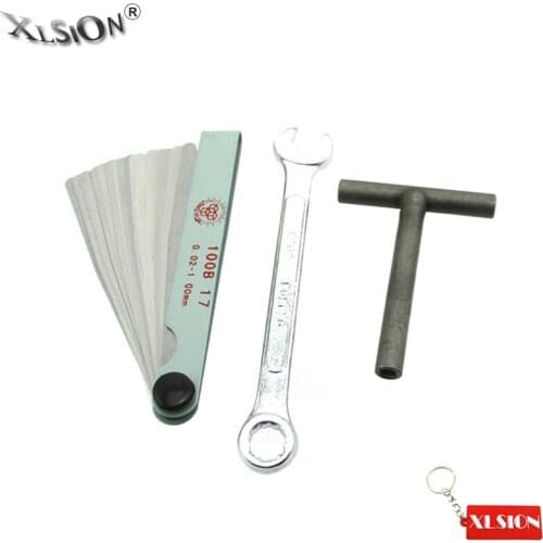 XLSION 0.02-1mm Metric Filler Feeler Measure Gauge Tool Valve Screw Socket 9mm Repair Hand Tool Spaner Wrench Motorcycles
