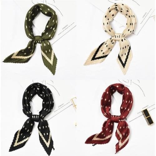 Yishine 20pcs Wrinkle Neck Scarf Women Elegant Dots Prints Crepe Kerchief Scarves New Headband Crumple Handlebag Wraps Scarf