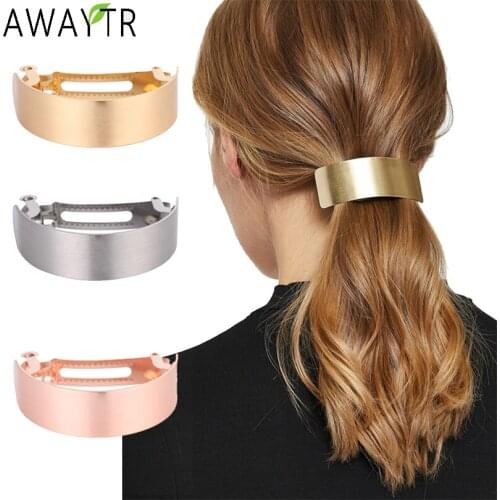 AWAYTR Simple Metal Hair Clips For Women Hairpin Barrettes Hair Barrette Ponytail Holder Girls Hair Accessories Female Styling