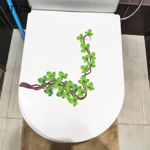 ZTTZDY 23.5×22.6CM Green Vines Home Bedroom Wall Stickers Creative Cartoon Bathroom Toilet Decor T6-0095