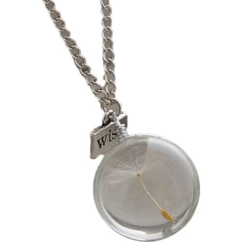 1PC Wish bottle Necklace Real Dandelion Seeds Water Drop Bottle Botanical Pendant Necklace For Women Seed Inside