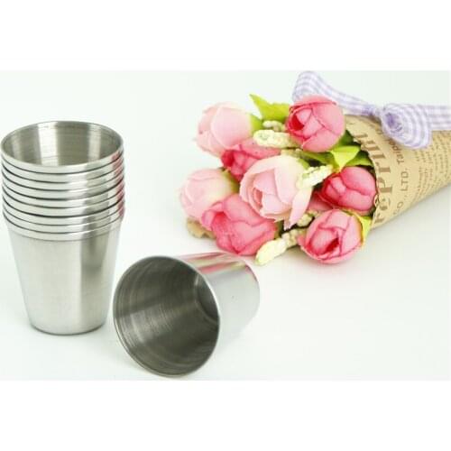 10pcs/set Polished Mini 30ml Silver Stainless Steel Wine Drinking Shot Glass Barware Cup
