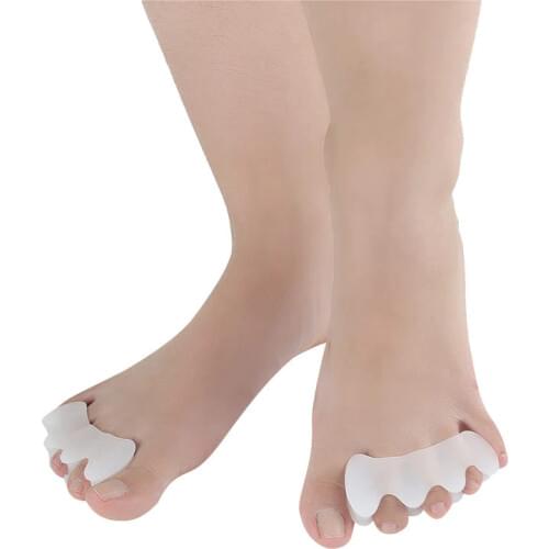 2pcs=1pair Silicone Toe Separator 3 Hole Hallux Valgus Orthotics Bunion Care Overlapping Toe Hammer Toe Corrector Foot Care Tool
