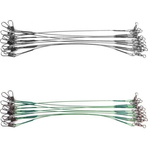 20 Pcs 15/30cm Stainless Steel Wire Leader Fishing Leash With Swivel 50LB Anti-bite Line Leadcore For Lure Accessories Pike