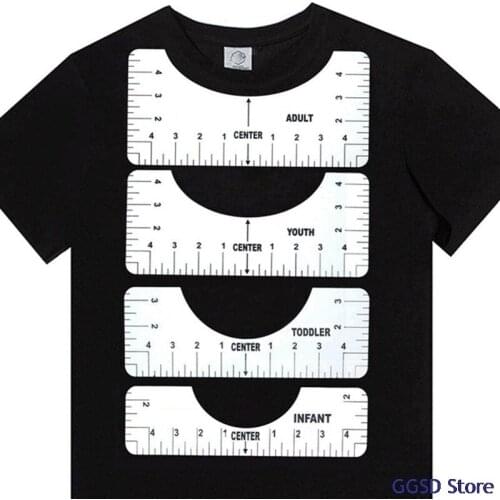 4pcs/set T-Shirt Alignment Ruler with Size Chart for Guiding Tshirt Measurement Ruler T-Shirt Guide Ruler Alignment Tools