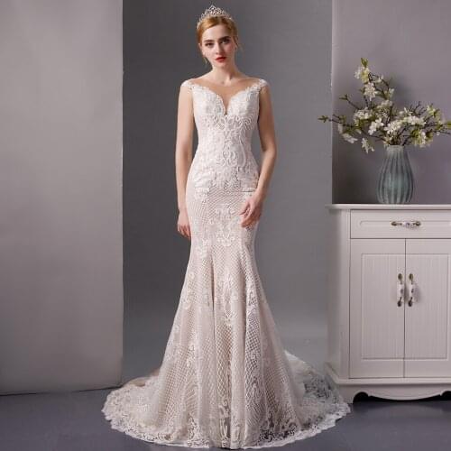 6083 wedding dress mermaid robe femme vestito da festa di nozze bridal dress lace robe de soiree longue mariage vestidos baratos