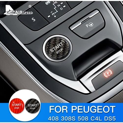 AIRSPEED for Peugeot 408 308S 508 C4L DS5 Accessories Carbon Fiber Car Engine Start Button Ignition Device Sticker Interior Trim
