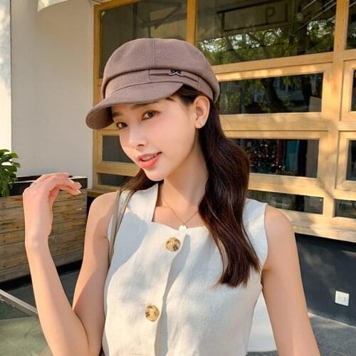 New sboy Painter Autumn women beret hat British style retro solid color octagonal caps female thick warm winter hats visor cap