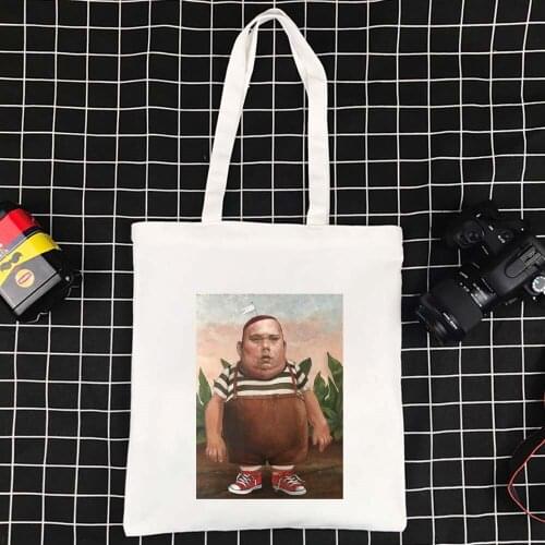 Large Capacity Wild Effortless Canvas Tote Bag Funny Pattern Polyester Foldable Ladies Shopping Bag Foldable Shoulder Bags