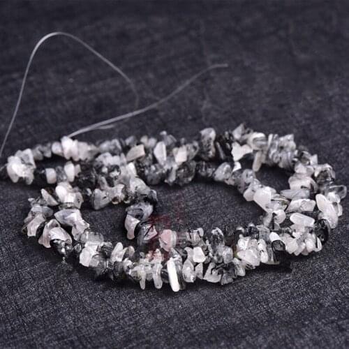 3-5x6-8mm Black Rutilated Quartzs Beads Natural Freeform Chips Stone Beads For Jewelry Making Beads 32'' DIY Beads Trinket