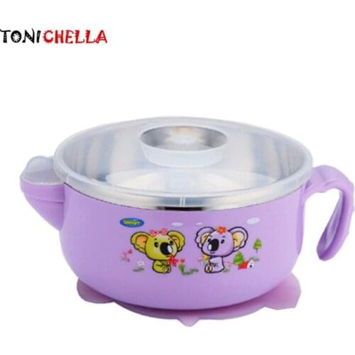 Children Water Injection Bowl Cute Cartoon Kola Baby Feeding Thermal Dishes Strong Suction Kids Learning Dinnerware CL5528