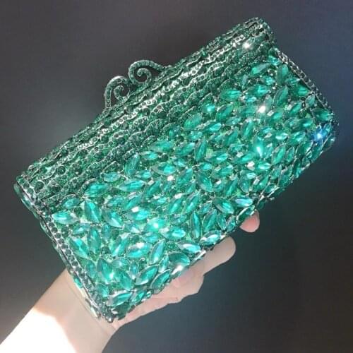 New Women Evening Bag Luxury Crystal shoulder bags Women Clutch purse Party Evening Bags Ladies Party Small clutches bags green