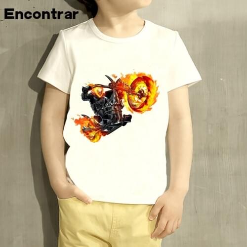 Kids Ghost Rider Inspired By Movie Design Baby Boys/Girl T Shirt Kids Funny Short Sleeve Tops Children Cute T-Shirt,HKP3025