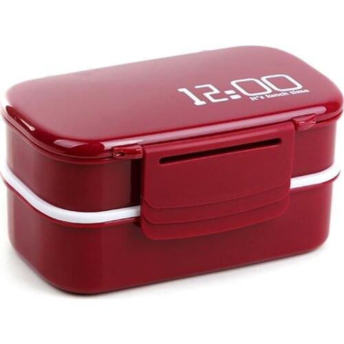 1400ml Microwave Double Layer Lunch Box Plastic Bento Lunch Box Food Container Workers Student Lunchbox With Compartments