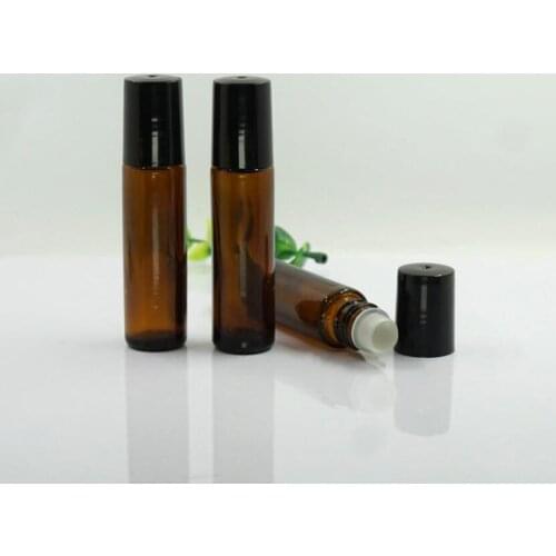 10ml Amber Roll On Roller Bottle Brown Essential Oils Refillable Perfume Bottle Deodorant Containers LX1340