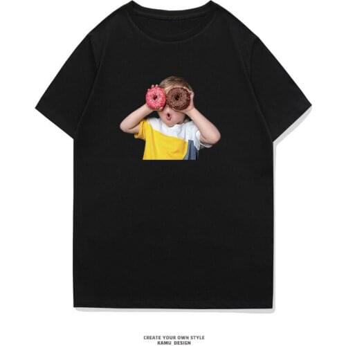 Funny donuts boy T Shirt women Print Letter T-shirt Casual White Black Summer Short Sleeve Tops tee Kawaii female clothing