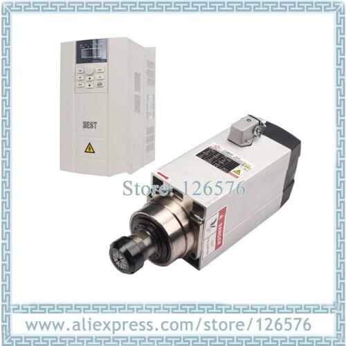 GDZ120*103-4.5 air cooled spindle motor 4.5KW 4 bearing Spindle 18000rpm ER32 spindle motor + 5.5kw Frequency VFD Inverter