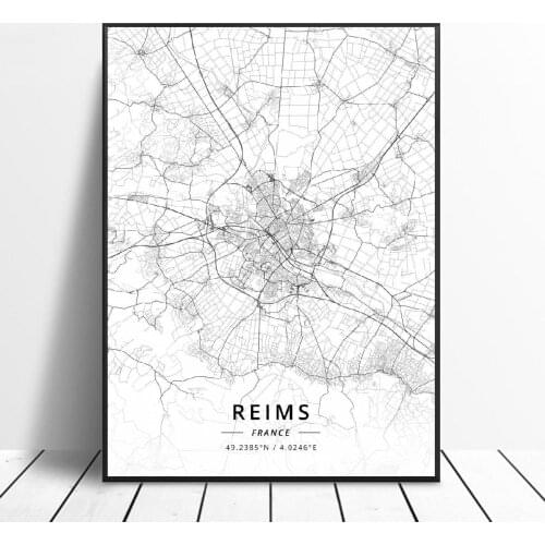 Nancy Reims Valenciennes Perpignan Dijon Le Havre France Canvas Art Map Poster home decor
