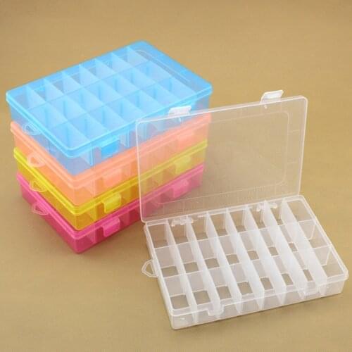 Colorful 24 Grids Organiser Box Plastic Jewelry Box Earring Bead Necklace Case Container Jewelry Organizer boite a bijoux