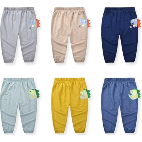 Summer New Casual Baby Boy Trousers Cartoon Anti-mosquito Long Pants Thin Style Elastic Waist Soft Kids Outwear For 2-7Y