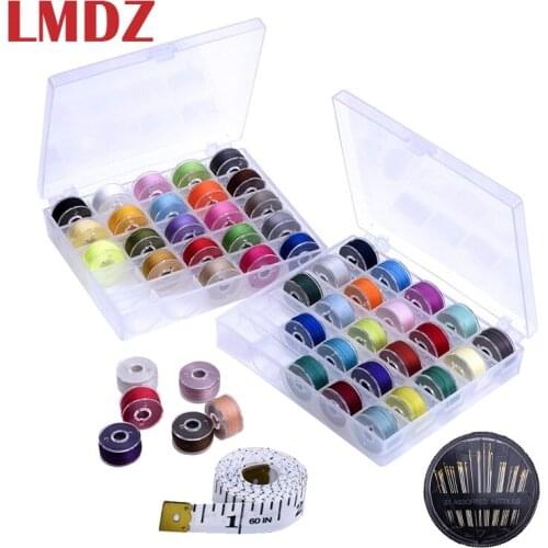 LMDZ 25/36/50/72Pcs Coloful Sewing Thread 25 Grid Clear Plastic Machine Bobbins Embroidery Pre-wound Bobbins Thread kit