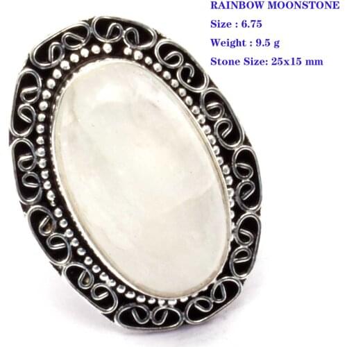 Genuine Tourmaline Agate Labradorite Rainbow topaz Chalcedony Black Onyx Ring Silver Copper, Size : 5~6.75