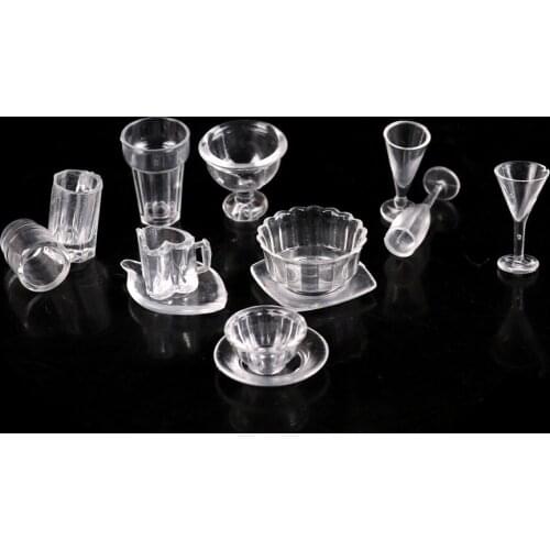 2018 New 13pc/lot plate cup dish bowl tableware set Dollhouse Miniature Toy Doll Food Kitchen living room Accessories 1:12 Scale