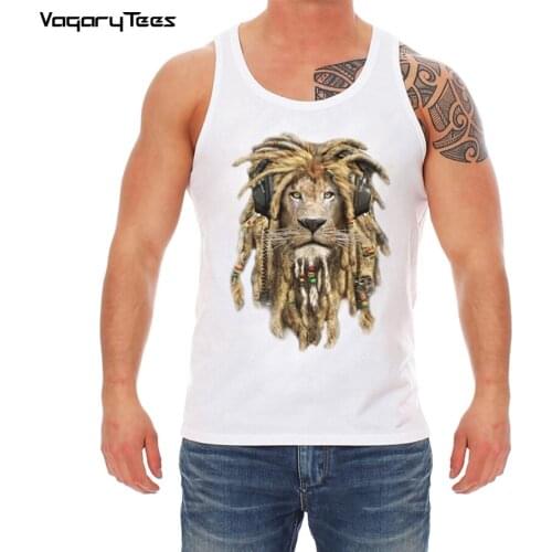 2019 Newest design Wild DJ Lion King Print Tank top Funny Animal Rock clothing Casual O-neck 3D Print top Men