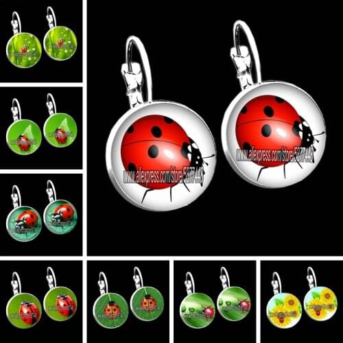New Arrival Ladybugs Insect Plated Women Stud Earrings Jewelry Cute Ladybbug French Earrings Handmade Jewelry Gifts
