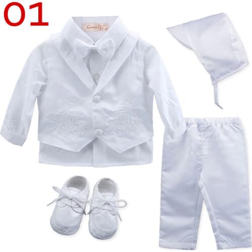 Gooulfi Christening Baby Boy Clothes Baptism White First Church Newborn Baby Boy Nursery Baby Infant Clothing Newborn Clothes Se