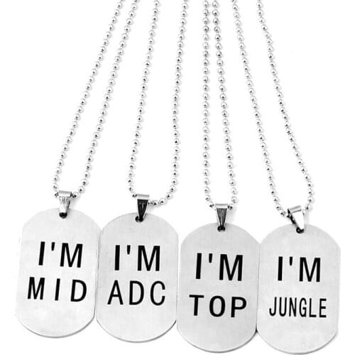 LOL League of Legends Necklace Stainless Steel Letter Print Charm Pendant Keychain Jewelry Gifts