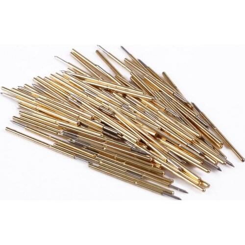 100Pcs Spring Test Probe P50‑B1 0.68mm Round Pogo Pin Metal Needle Tools for Testing PCB Gold Fingers Edge Connectors &Pads