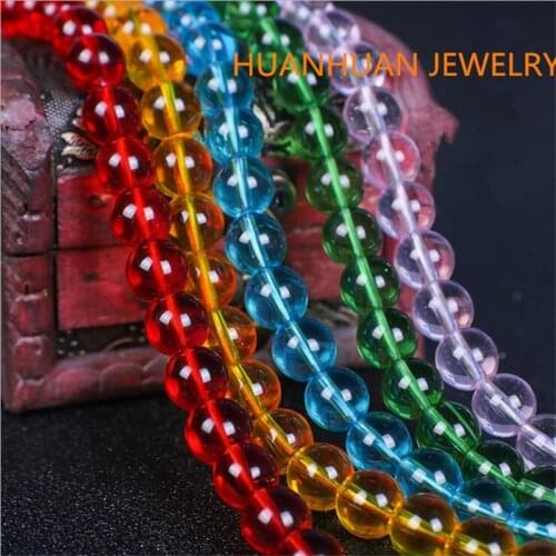 Multicolor Crystal Glass Beads Smooth Round Loose Spacer Beads For Jewelry DIY Making Bracelet Accessories 15'' 4 6 8 10 12mm