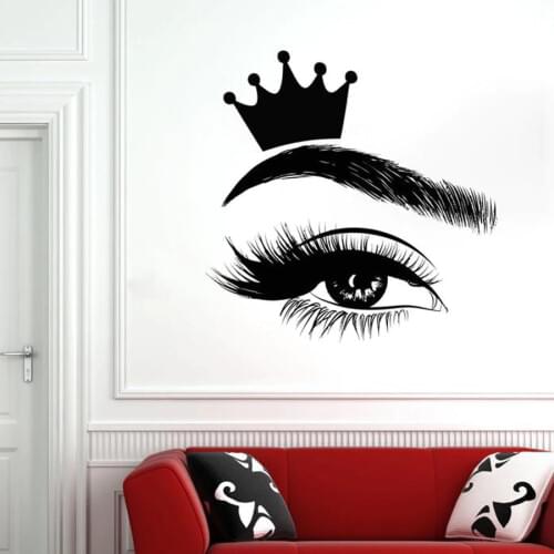 Eyelash Wall Decals Eyelashes Window Vinyl Sticker Beauty Salon Woman Lashes Eyebrows Brows Art Interior Decor Crown Mural S895
