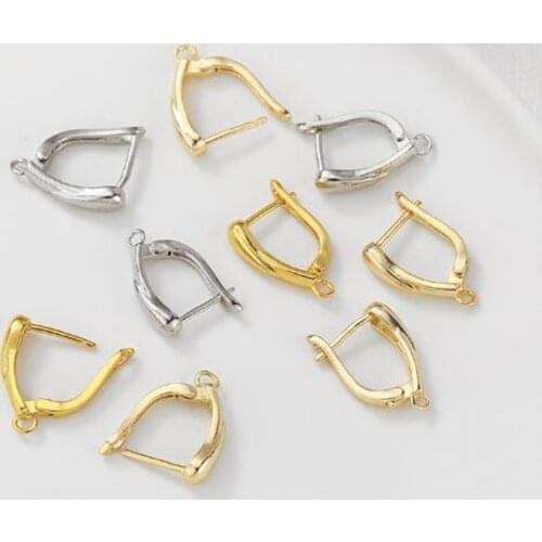 Copper Plated 18K 14K Golden Earring Components Drop Shaped Ear Hook 2pcs/lot For DIY Drop Earrings Jewelry Making Accessories