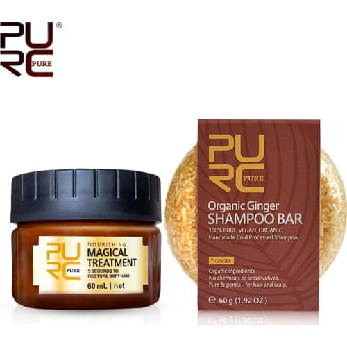 PURC Magical hair mask repair damage Hair Treatment Handmade Cold Processed Plant Ginger Shampoo Bar For Hair Loss Solid Shampoo