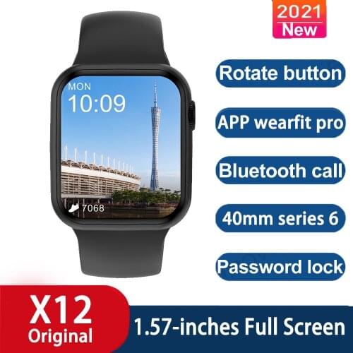 X12 HW12 Smart Watch Full Touch Fitness Waterproof Bluetooth Rotate Button Smartwatch Clock Heart Rate Monitor Global Version