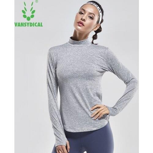 Women Long Sleeve Running T-Shirts Stand Collar Yoga Tees Soild Cycling Training Tops Breathable Fitness Gym Sports Shirts