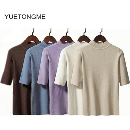 Womens Sweaters Summer spring autumn o neck short Sleeve Casual Knitted Jumper Slim Elasticity Pullover Sweater Female