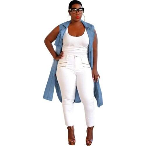 Womens Fashion Casual Sleeveless Bandage Denim Top