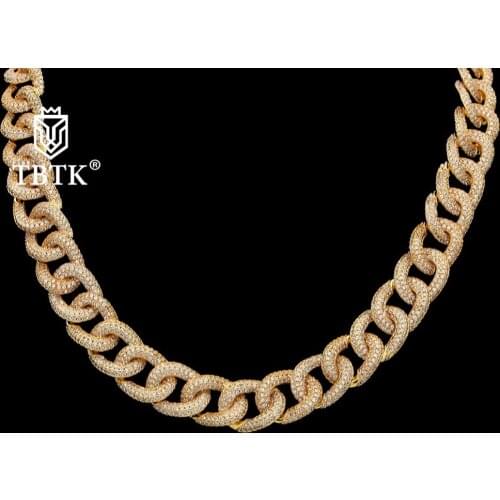TBTK Hot Sale Copper With Clear CZ Crystal Men Long Necklace Gold Black Miami Cuban Link Chain Women Punk Trendy Jewelry