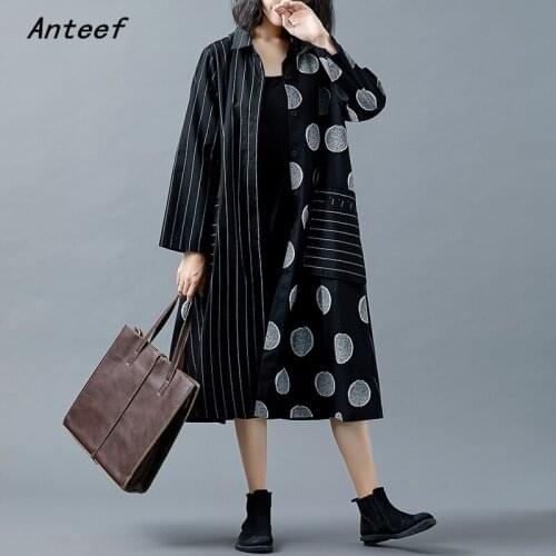 Long sleeve plus size black cotton linen vintage women casual loose autumn shirt dress elegant clothes 2021 ladies dresses