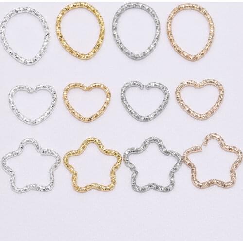 50pcs 16.5mm Gold Star Jump Rings Twisted Split Rings Connectors Diy Craft Charms Spacer Beads For DIY Jewelry Making Findings