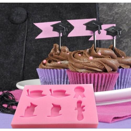 1PC Creative Graduation Silicone Graduation Cap Diploma Reel Ice Chocolate Candy Mold Lolliпоп Molds Jelly Mold Outils Desserts