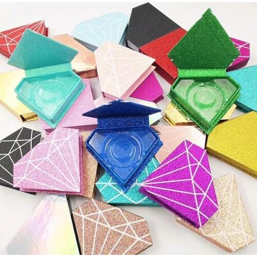 10/30/50pcs wholesale diamond false eyelash packaging box fake 3d mink eyelashes boxes faux cils magnetic case lashes empty