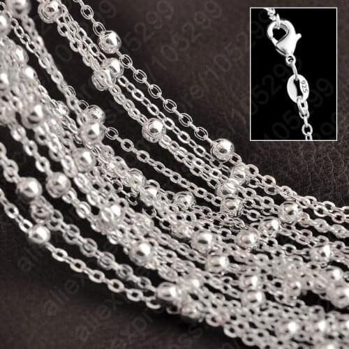 10PCS 16-30" Silver Necklace Jewelry Chains 925 Sterling Silver Ball Chain For Pendant Collocation With Fast Shipping