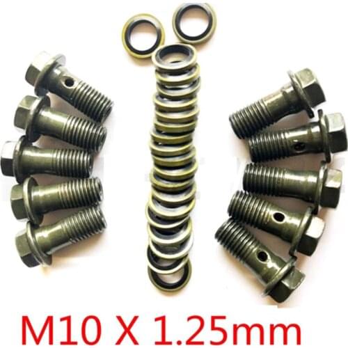 2pcs/lot M10*1.25Pitch Brake Dual Line Hose Dirt Pit Bike Motorcycle Double Banjo Bolt Metal